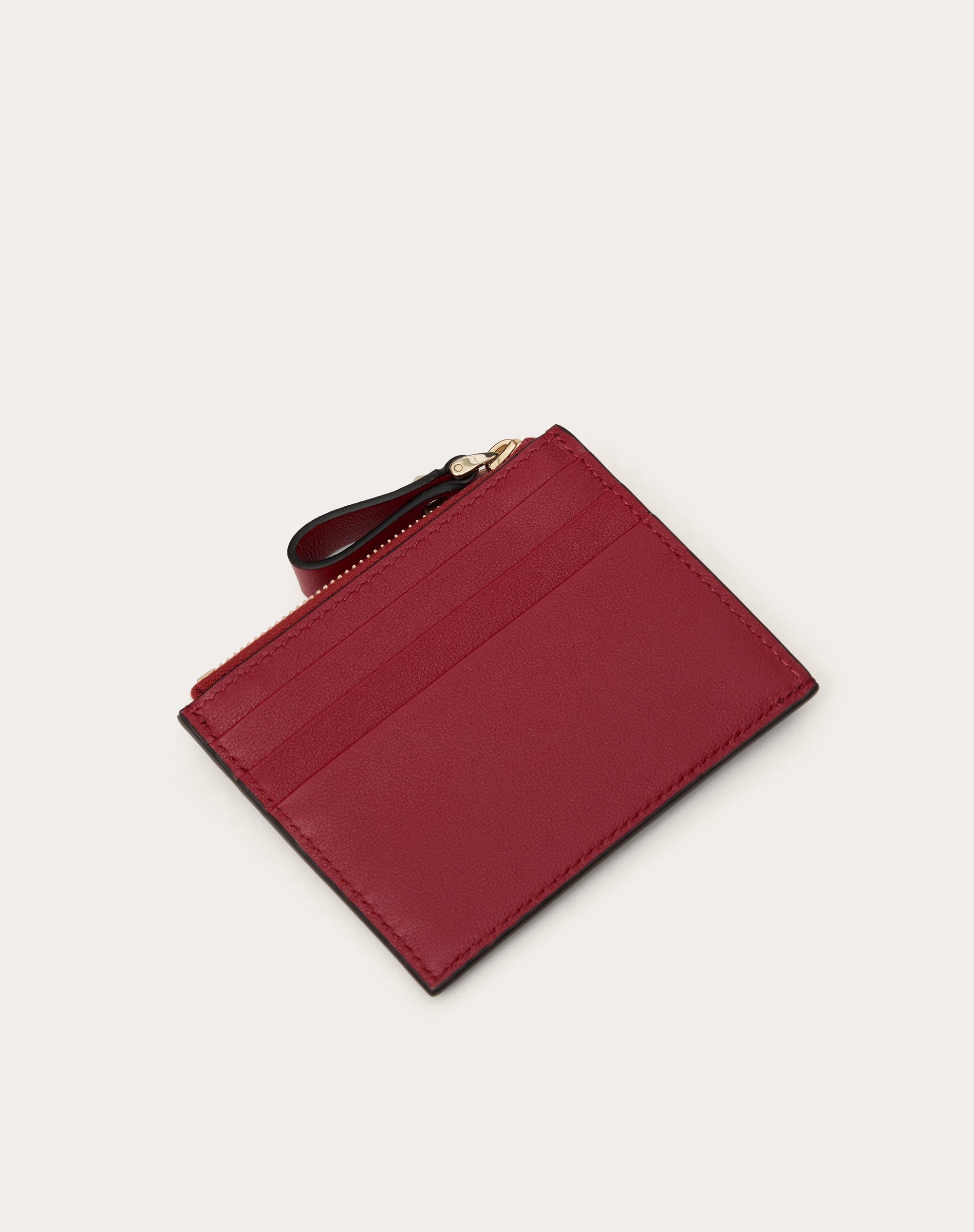ROCKSTUD CALFSKIN CARDHOLDER WITH ZIPPER - 3