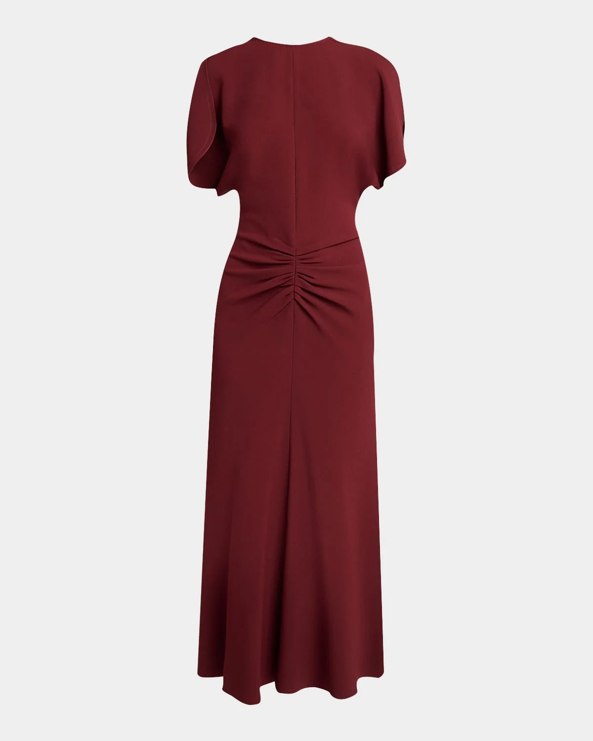 Bela Gathered Crepe Back Satin Midi Dress - 1