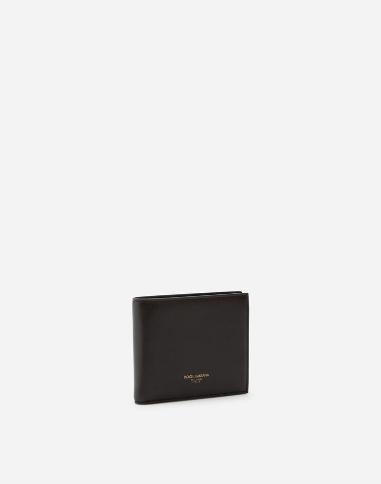 Calfskin bifold wallet with logo print - 2