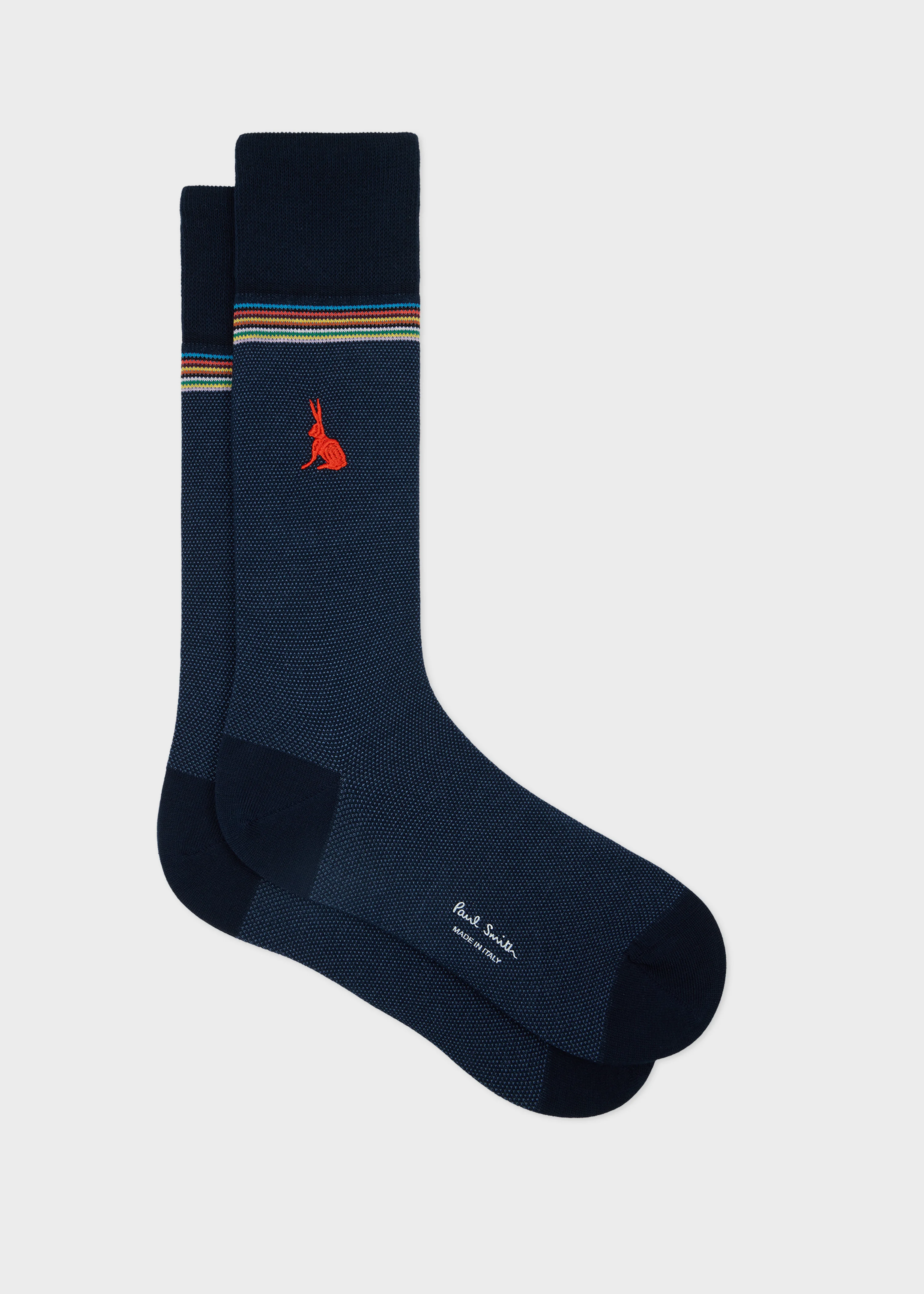 Navy Embroidered Rabbit Socks - 1