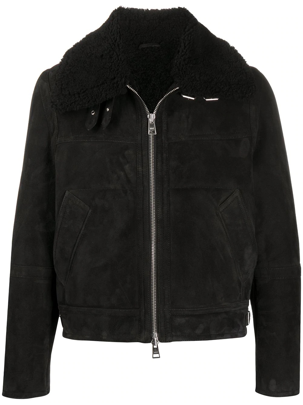 zip-up jacket in suede finishing shearling - 1