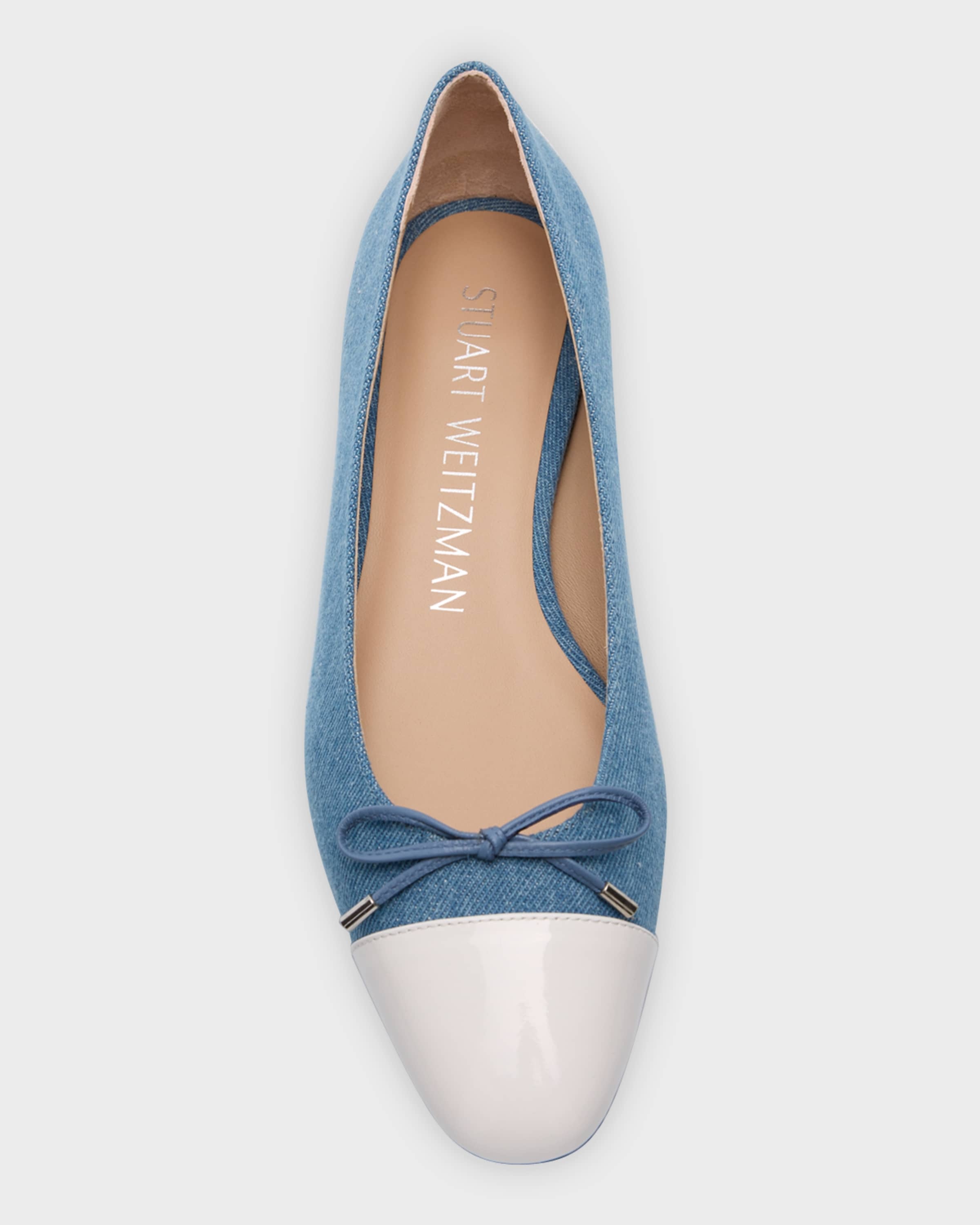 Sleek Denim Leather Ballerina Flats - 6