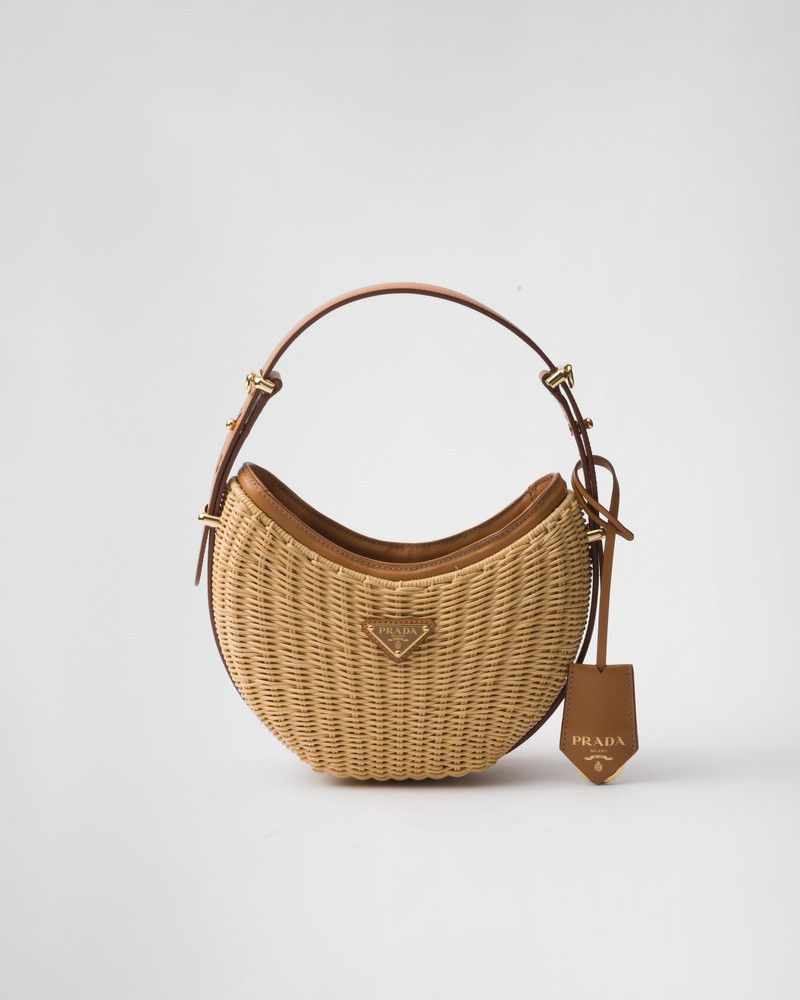 Prada Arqué woven fabric and leather bag 1