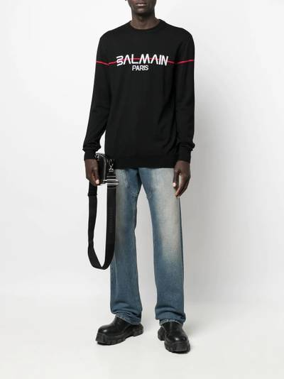 Balmain intarsia logo jumper outlook