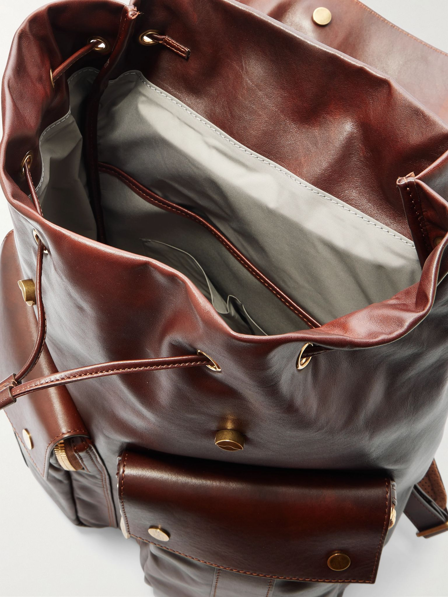 Leather Backpack Burgundy - 5