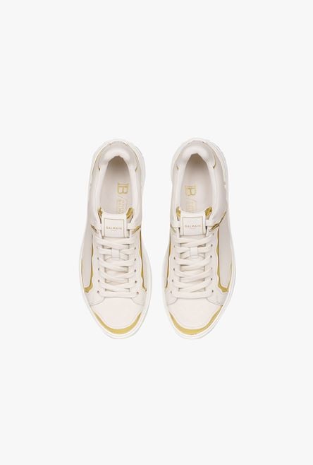 Bicolor white and gold calfskin B-Court sneakers - 4