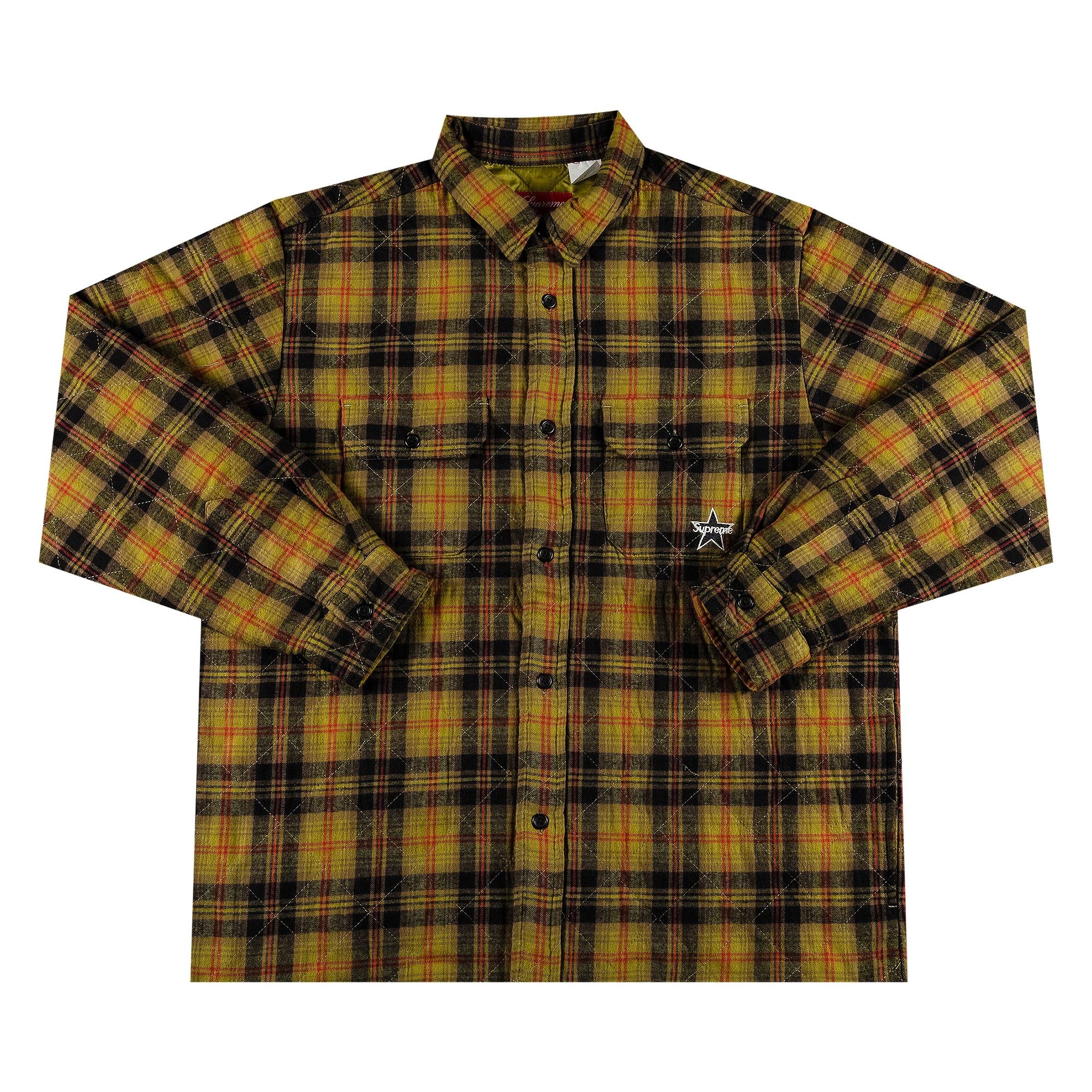 Supreme Quilted Plaid Flannel Shirt 'Olive' - 1