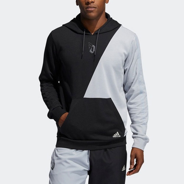 adidas Dame Vis Hood Casual Sports Colorblock Hooded Pullover Black Gray GT0216 - 4