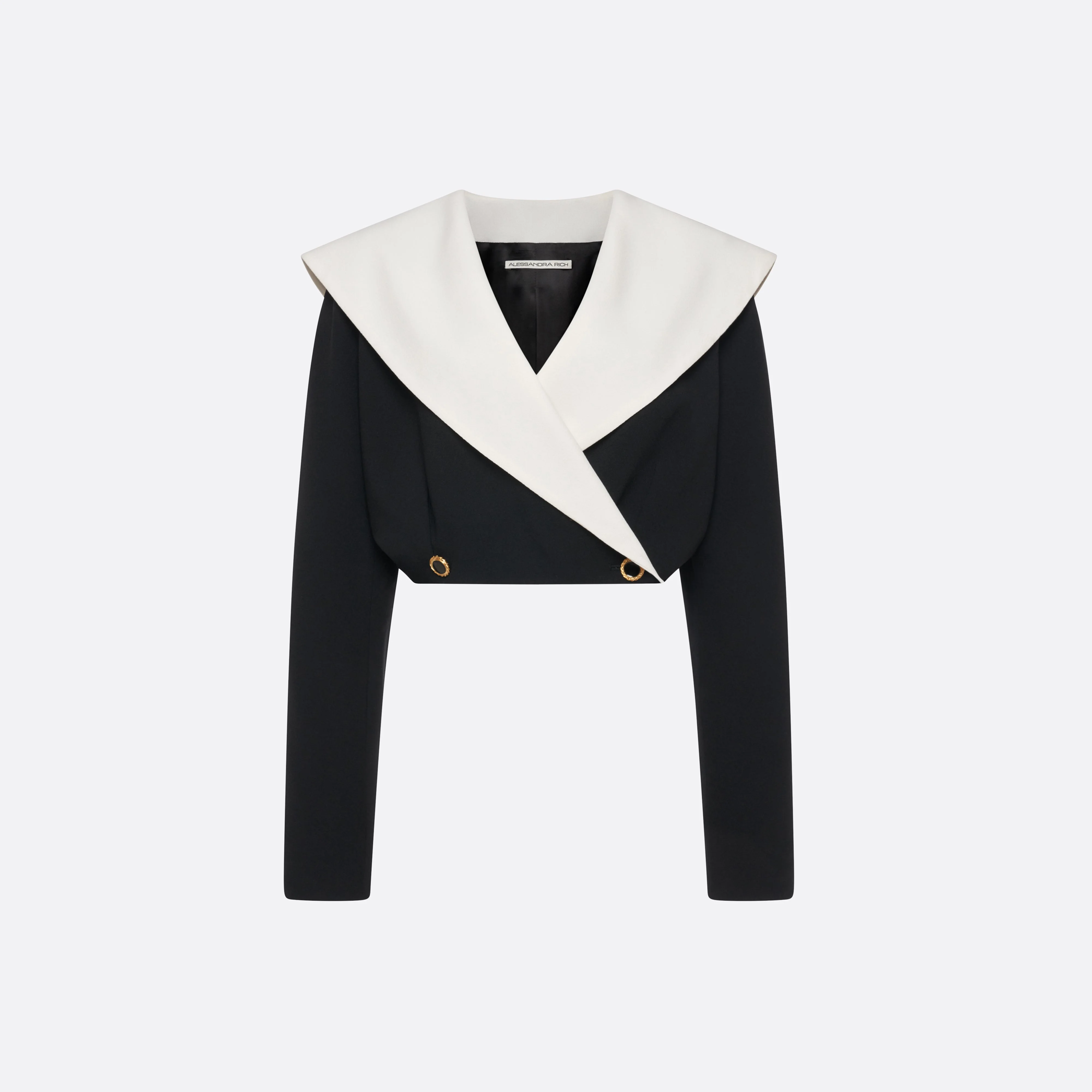 WOOL CRÊPE CROPPED DOUBLE BREASTED JACKET - 1