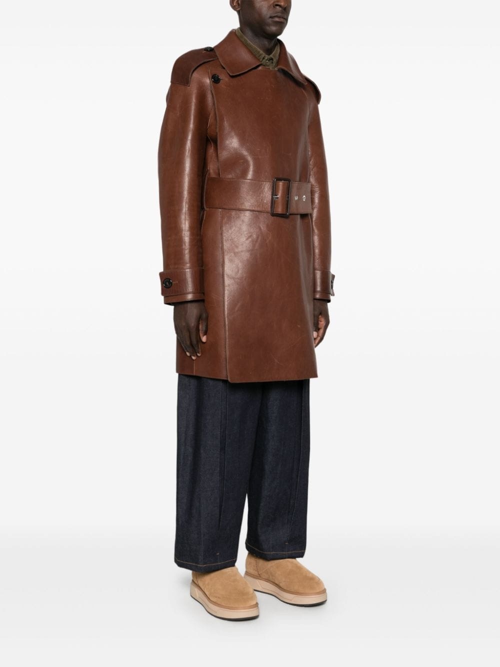 leather trench coat - 3