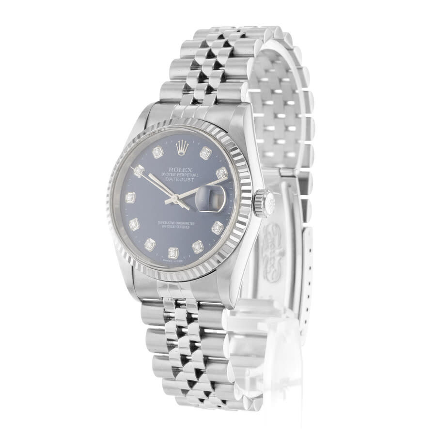 Pre-owned Rolex Datejust 36 Automatic Chronometer Diamond Blue Dial Men's Watch 16234 BLDJ - 4