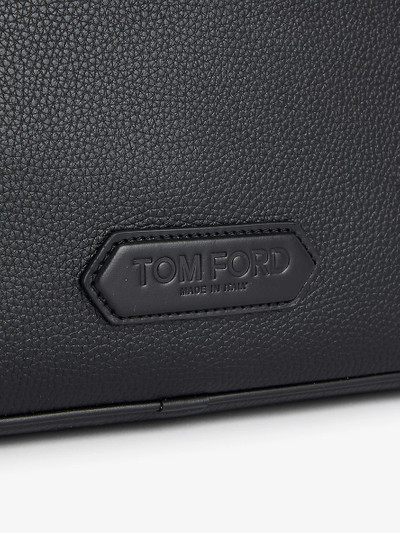 TOM FORD Brand-embossed medium leather messenger bag outlook