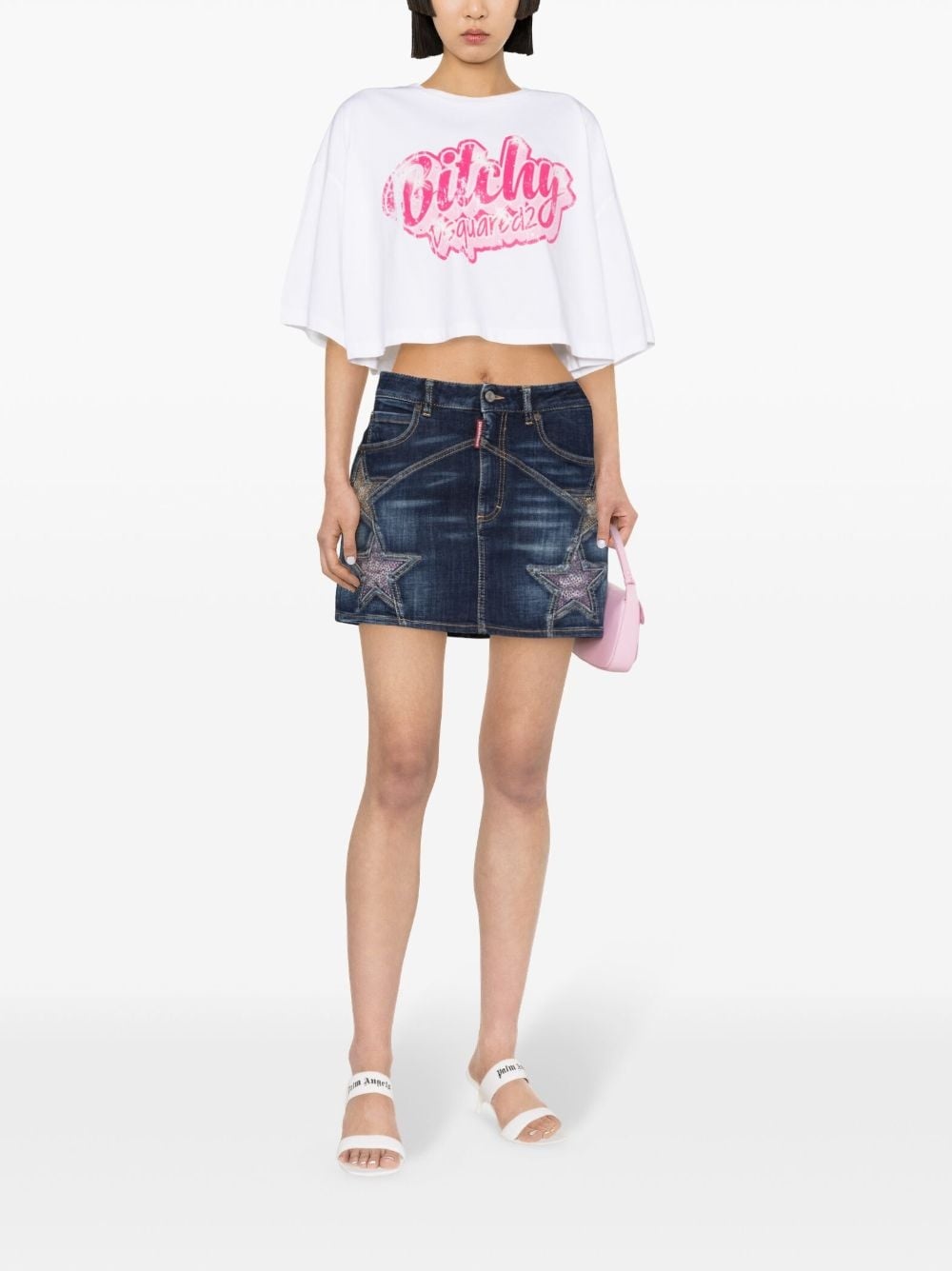 star-studded denim miniskirt - 2