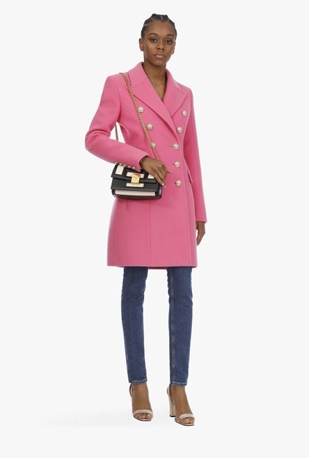 Double-breasted pink wool coat - 2