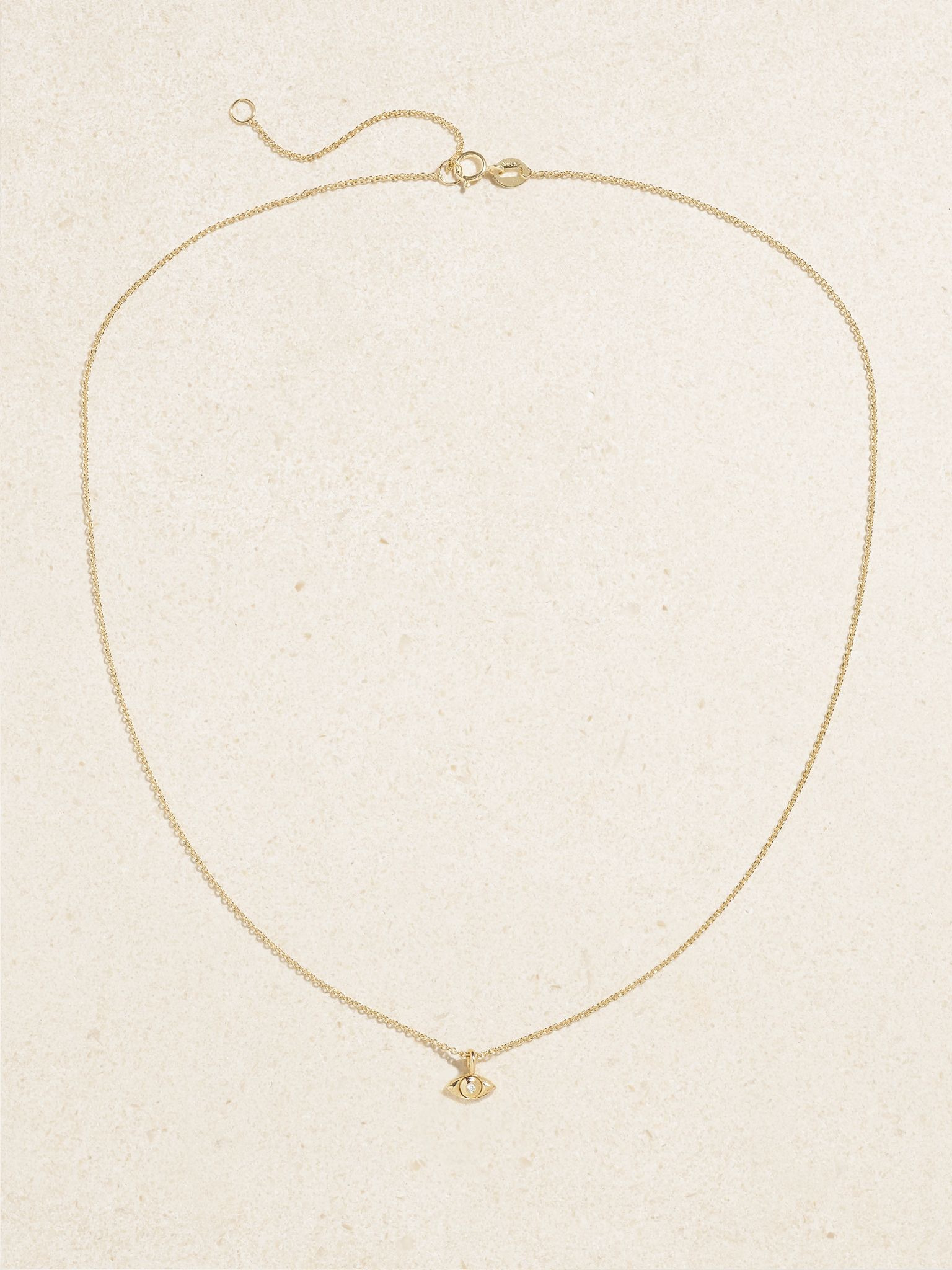 Mini Evil Eye 14-karat gold diamond necklace Gold - 4