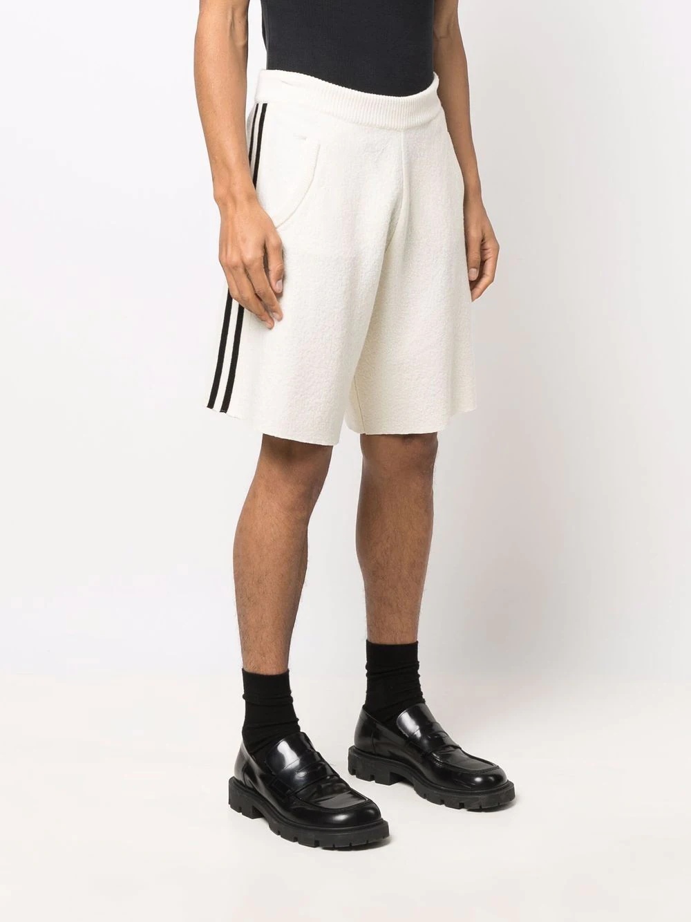 wool stripe detail track shorts - 3