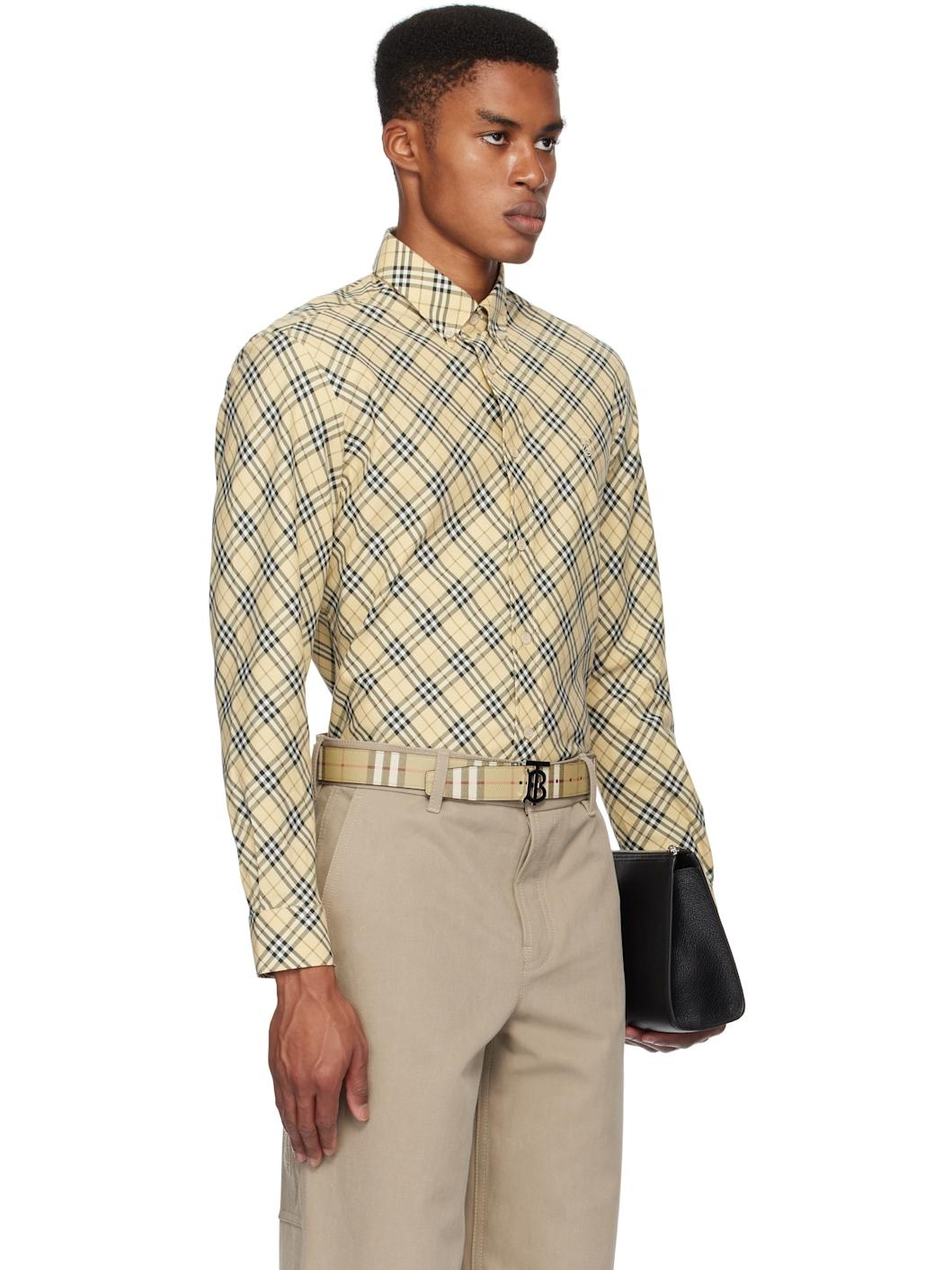 Beige Check Cotton Shirt - 2