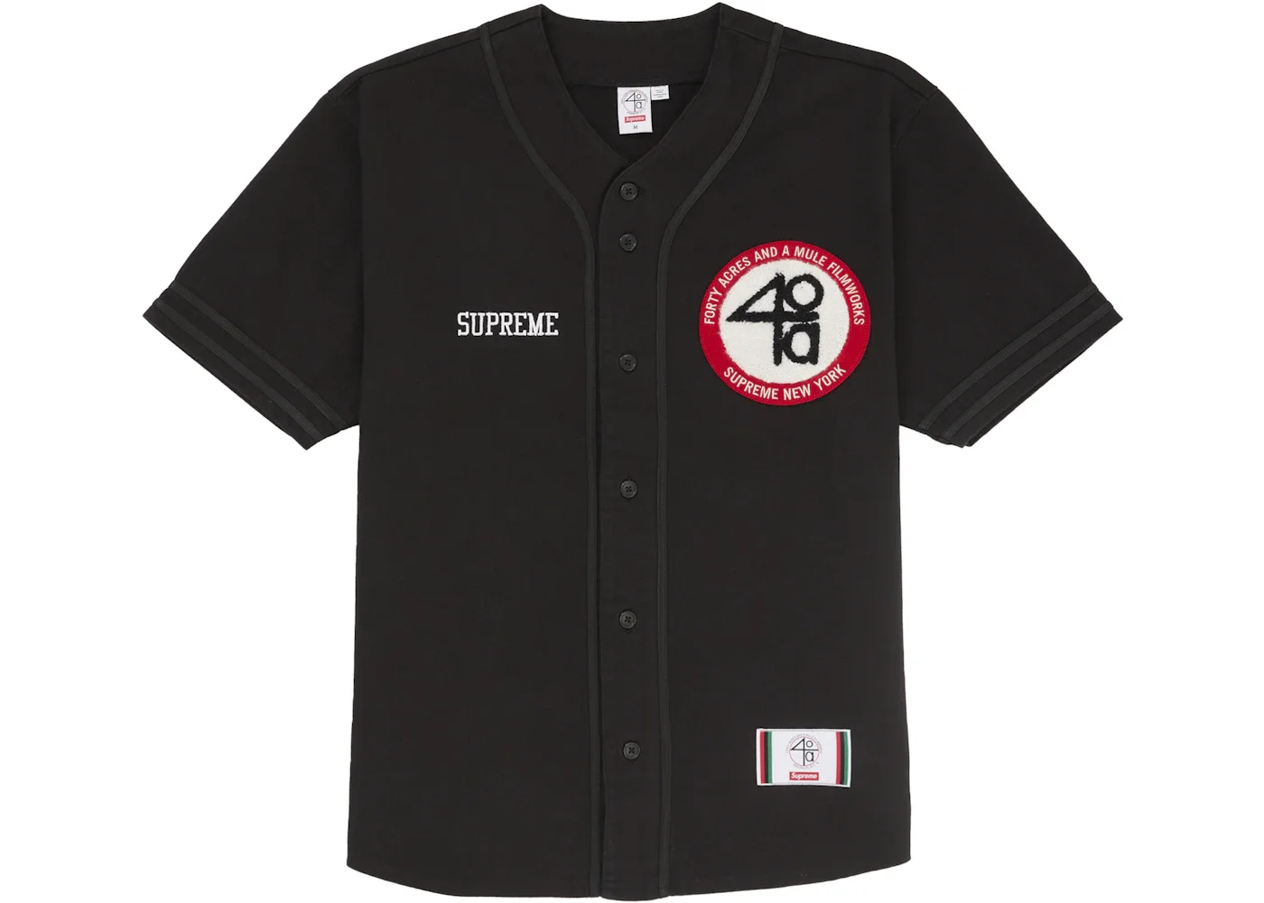 Supreme 40 Acres Twill Baseball Jersey Black - 1