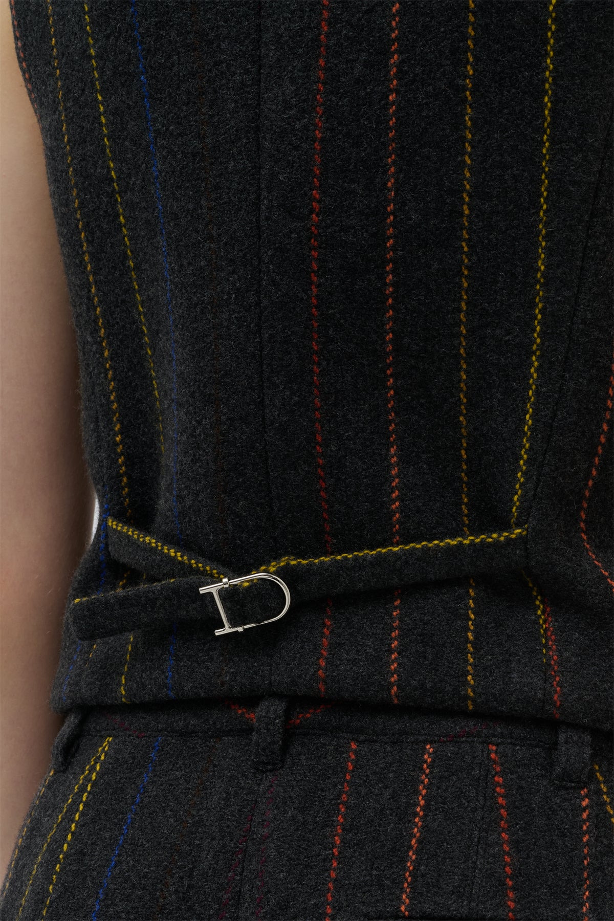 Coleridge Vest in Charcoal Multi Pinstripe Wool Cashmere - 6