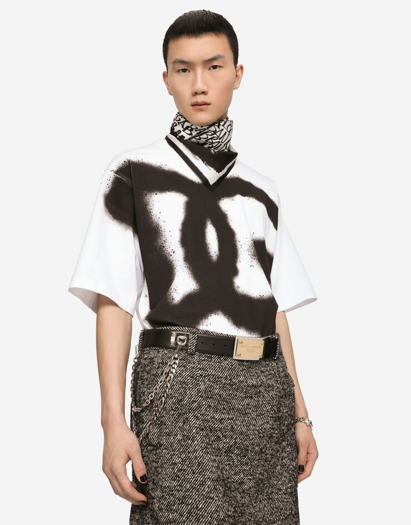 Dolce & Gabbana Calfskin belt with chain and branded tag outlook