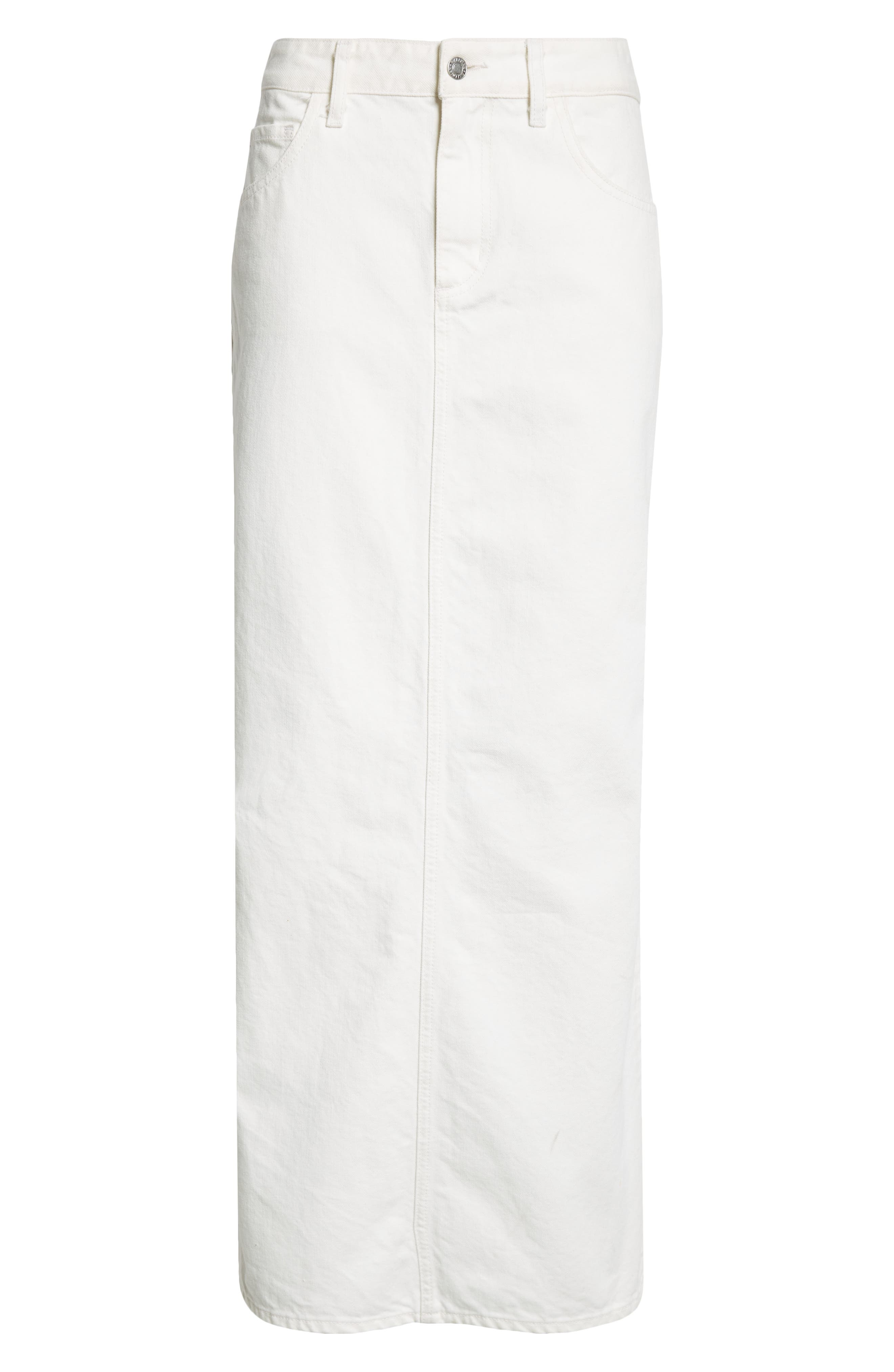 Nili Lotan Ozzy Denim Maxi Skirt in Cream at Nordstrom - 6