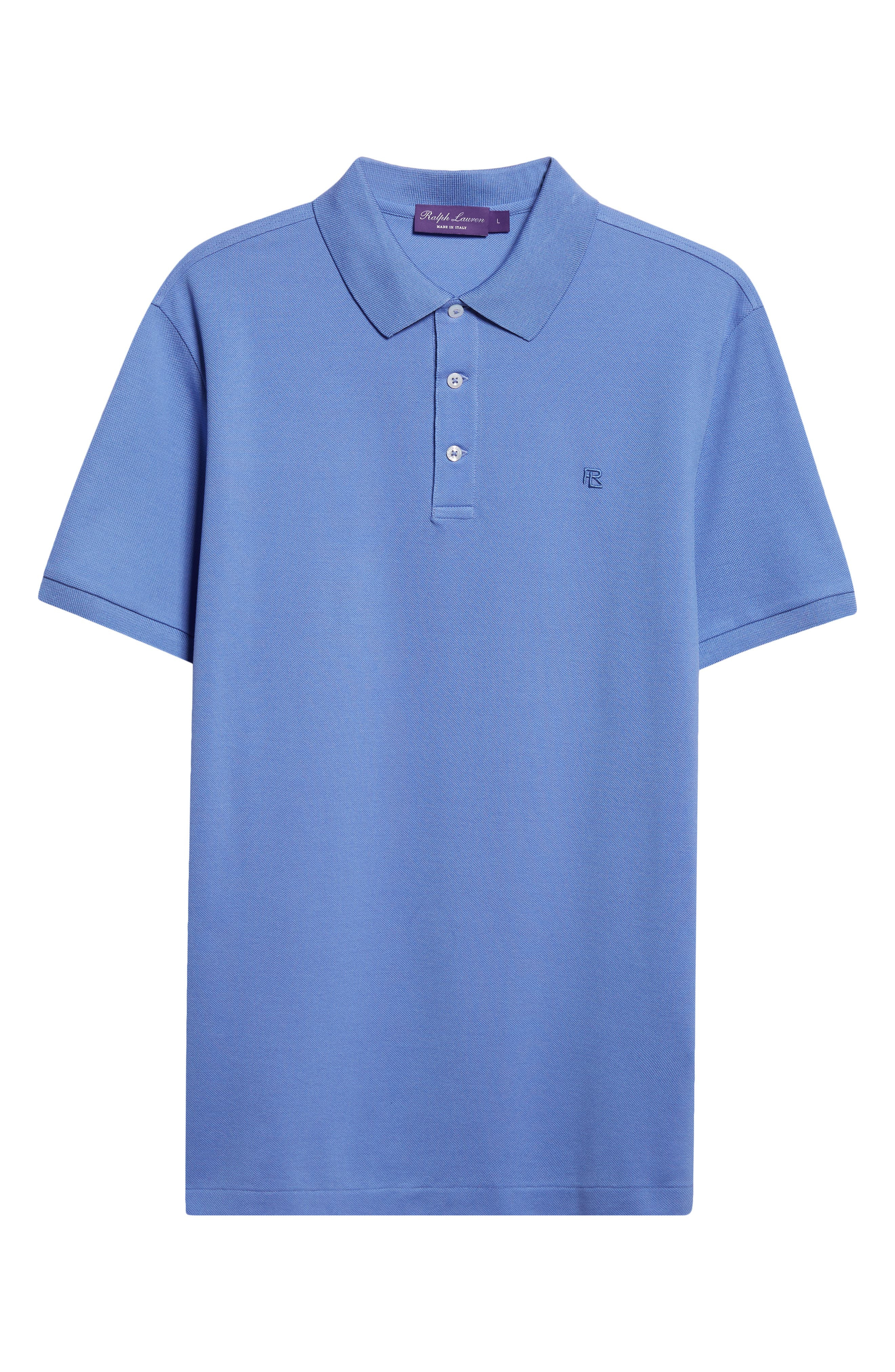 Ralph Lauren Purple Label Embroidered Logo Cotton Piqué Polo in Periwinkle at Nordstrom - 4