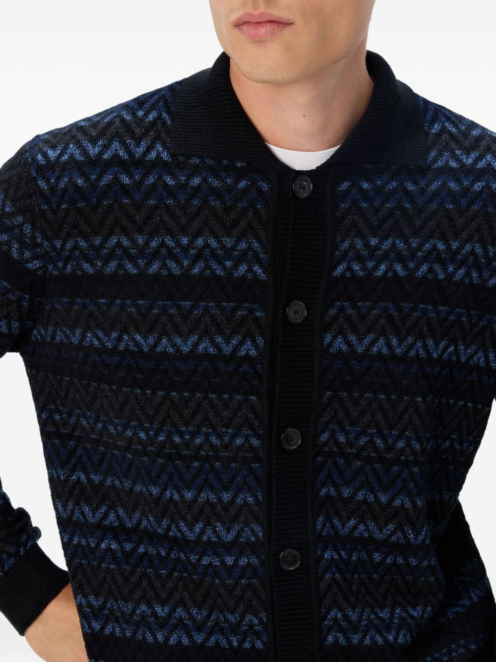 chevron-pattern cardigan - 4