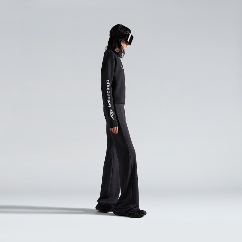 Women's 3b Sports Icon Cropped Crewneck in Black/white 3