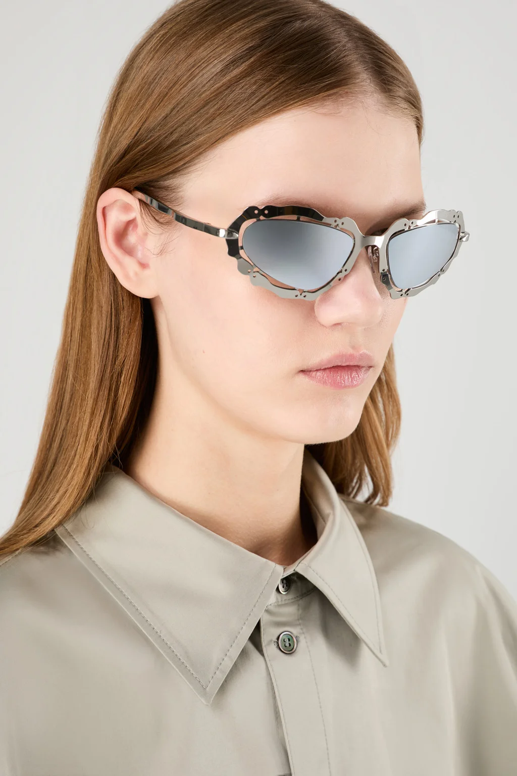 Silver Shiny NOPEA Metal Sunglasses - 1