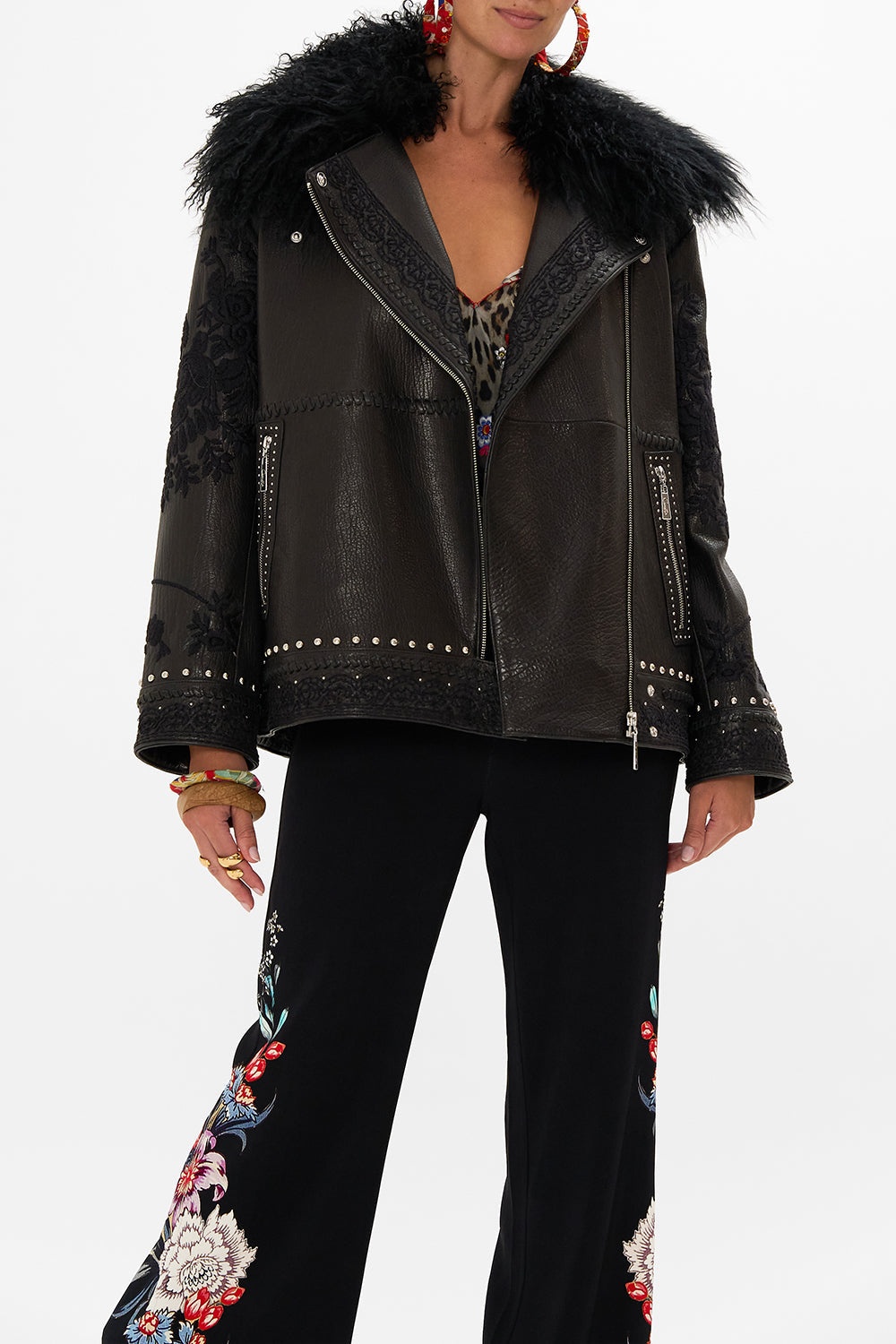 OVERSIZED LEATHER BIKER JACKET - 5