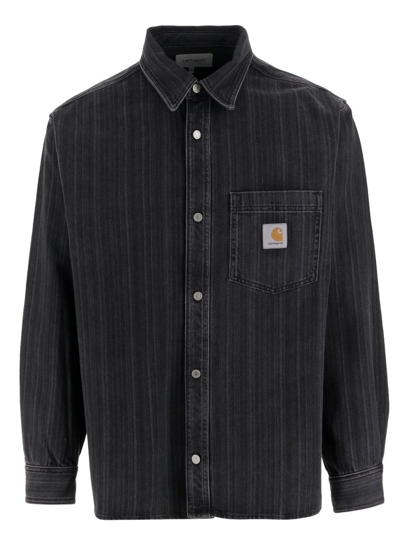 stripe-pocket cotton shirt 1