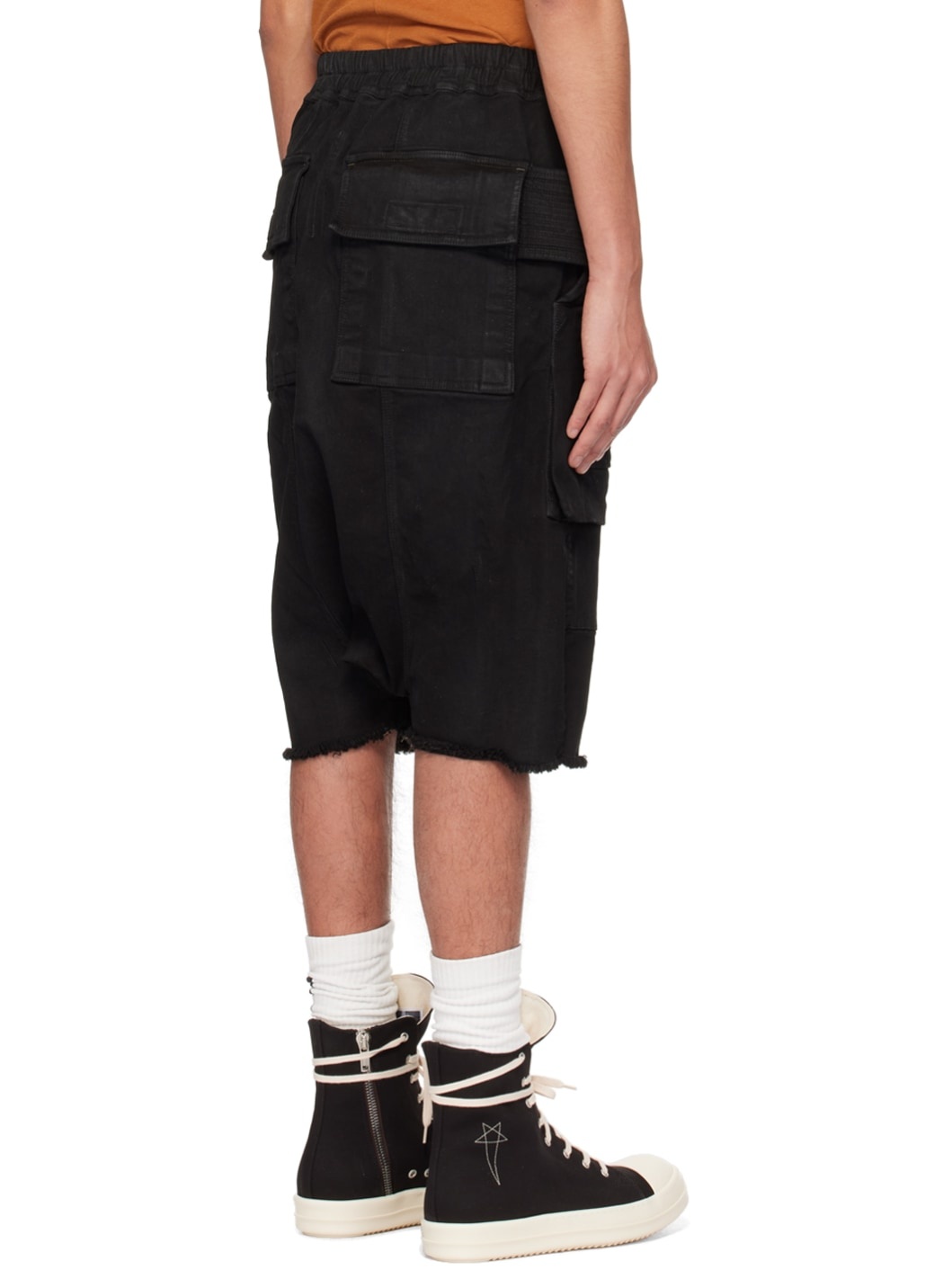 Black Creatch Cargo Pods Denim Shorts - 3