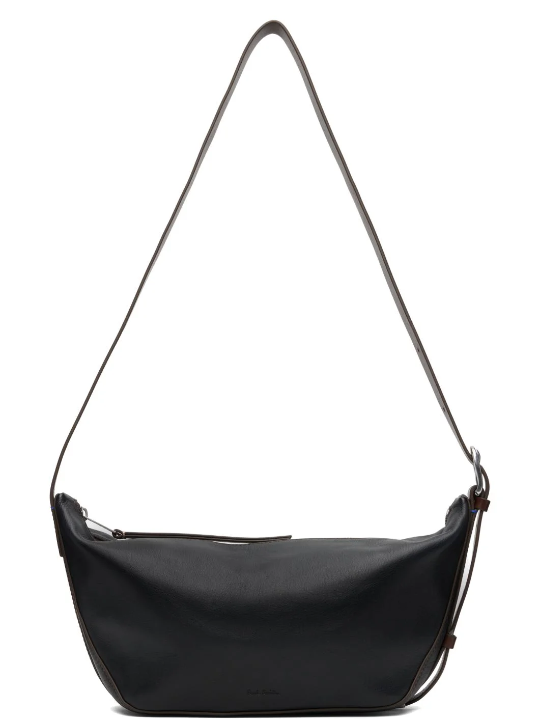 Black Leather Sling Crossbody Bag - 1