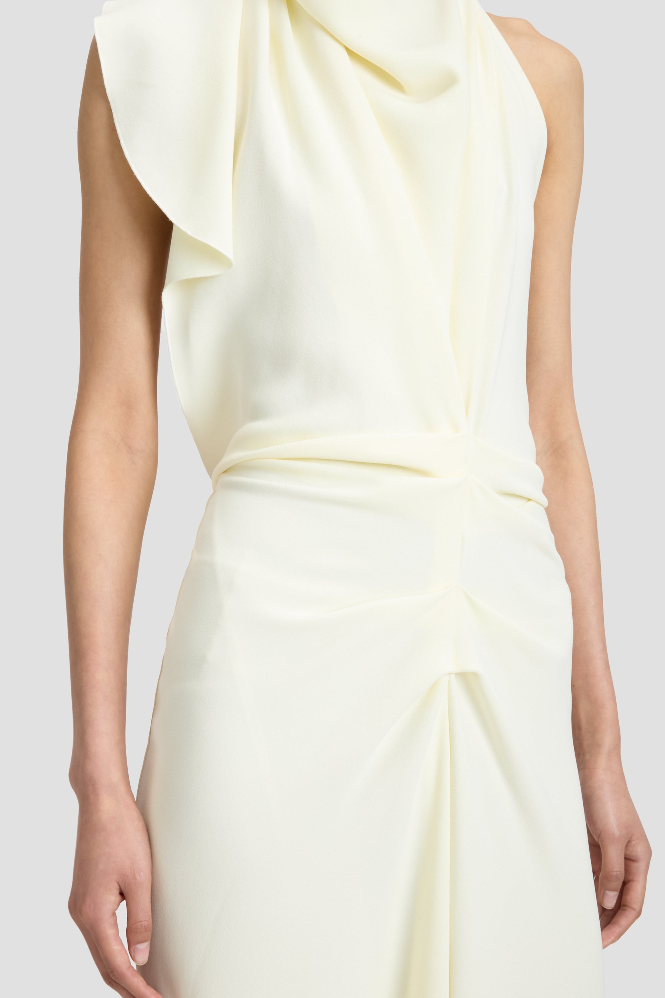 Backless Scarf Detail Midi Dress In Vanilla - 4