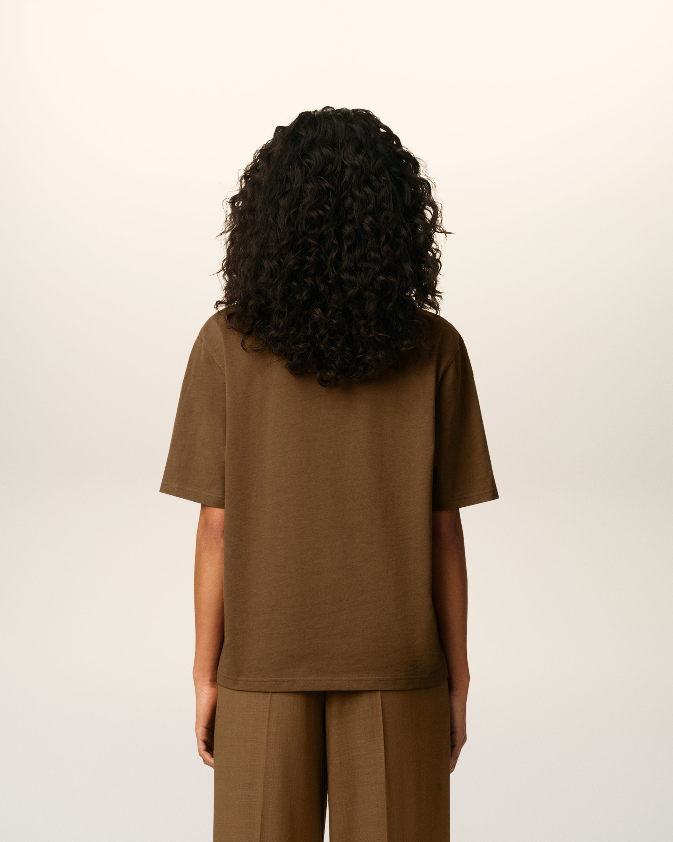 BROWN COTTON AMI DE COEUR T-SHIRT - 5