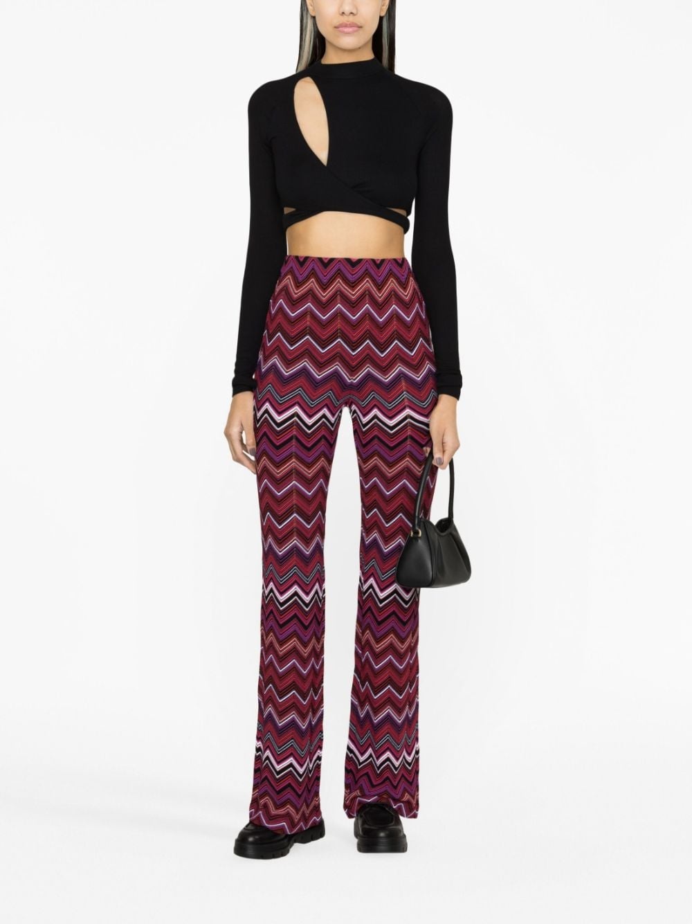zigzag-print high-waisted trousers - 2