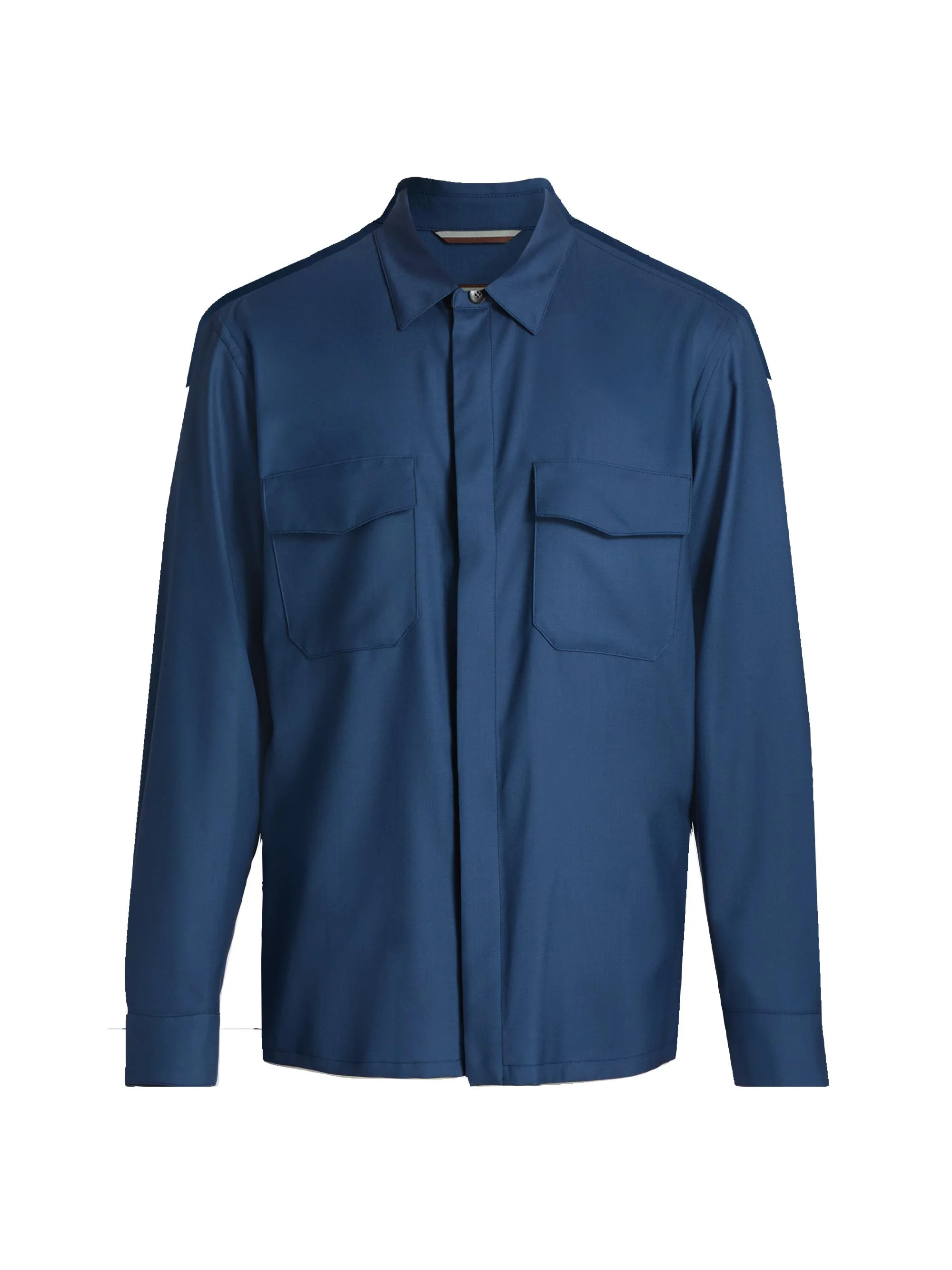 Men's HighLuxury Wool-Silk Overshirt - Blue - 1
