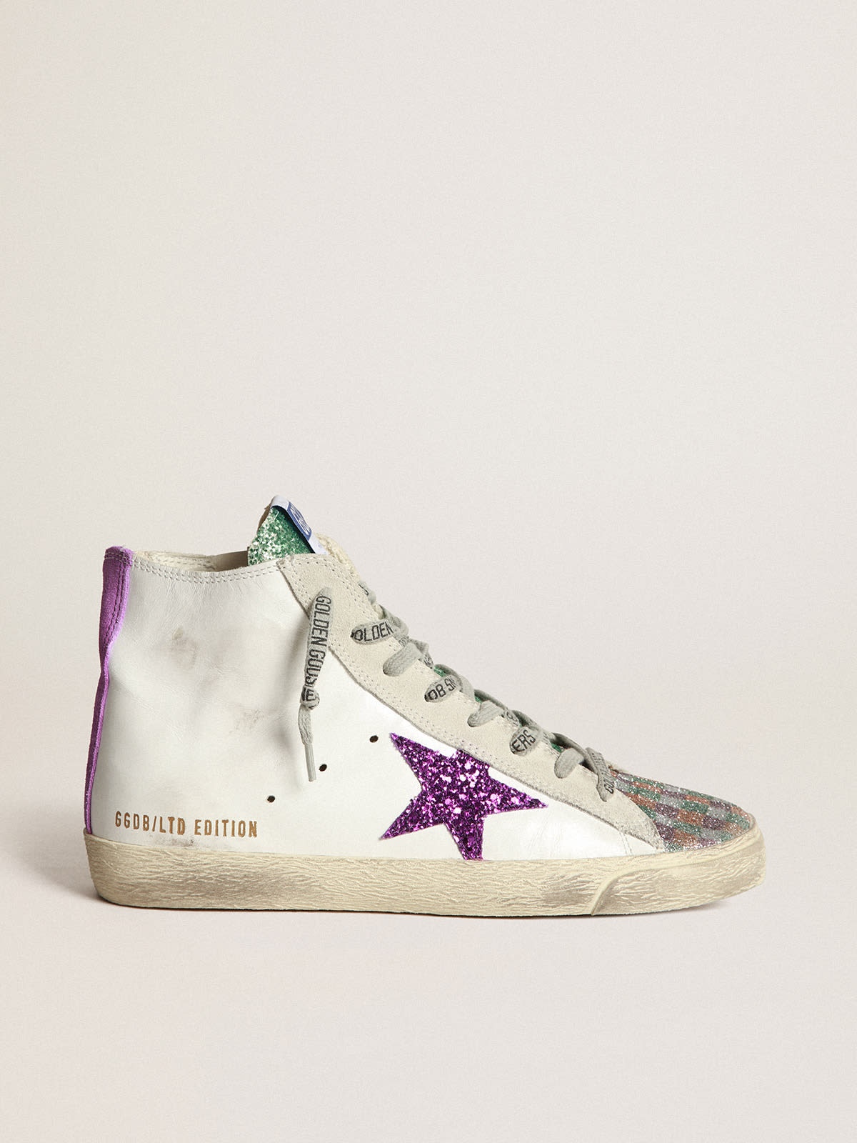 LAB White women’s Francy sneakers with purple glitter star - 1