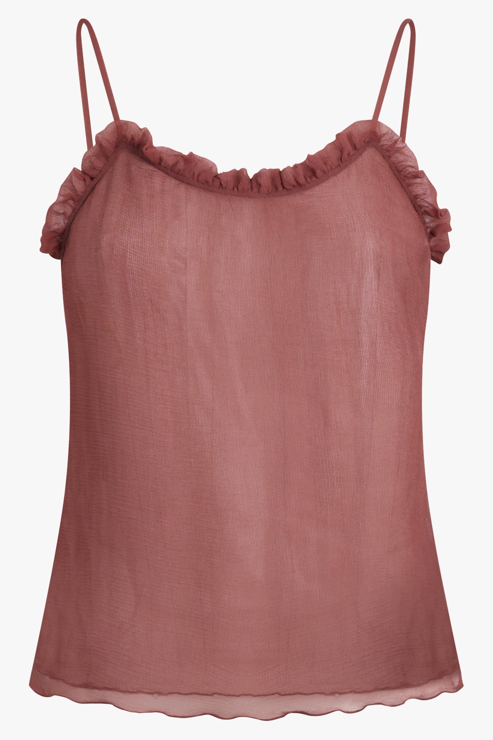 LINGERIE TULLE DETAIL SINGLET | WOODROSE PINK - 1