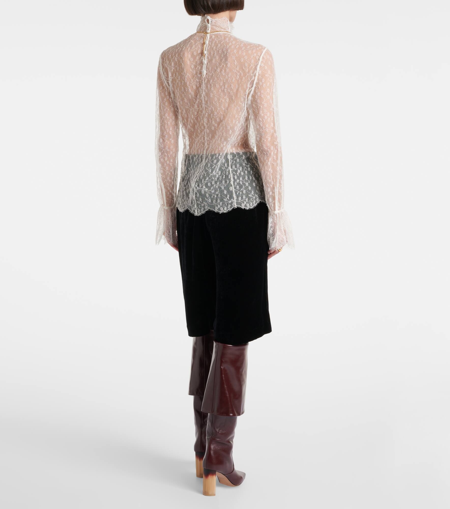 Sheer floral lace blouse - 3