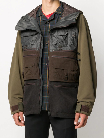 White Mountaineering colour-block hooded coat outlook