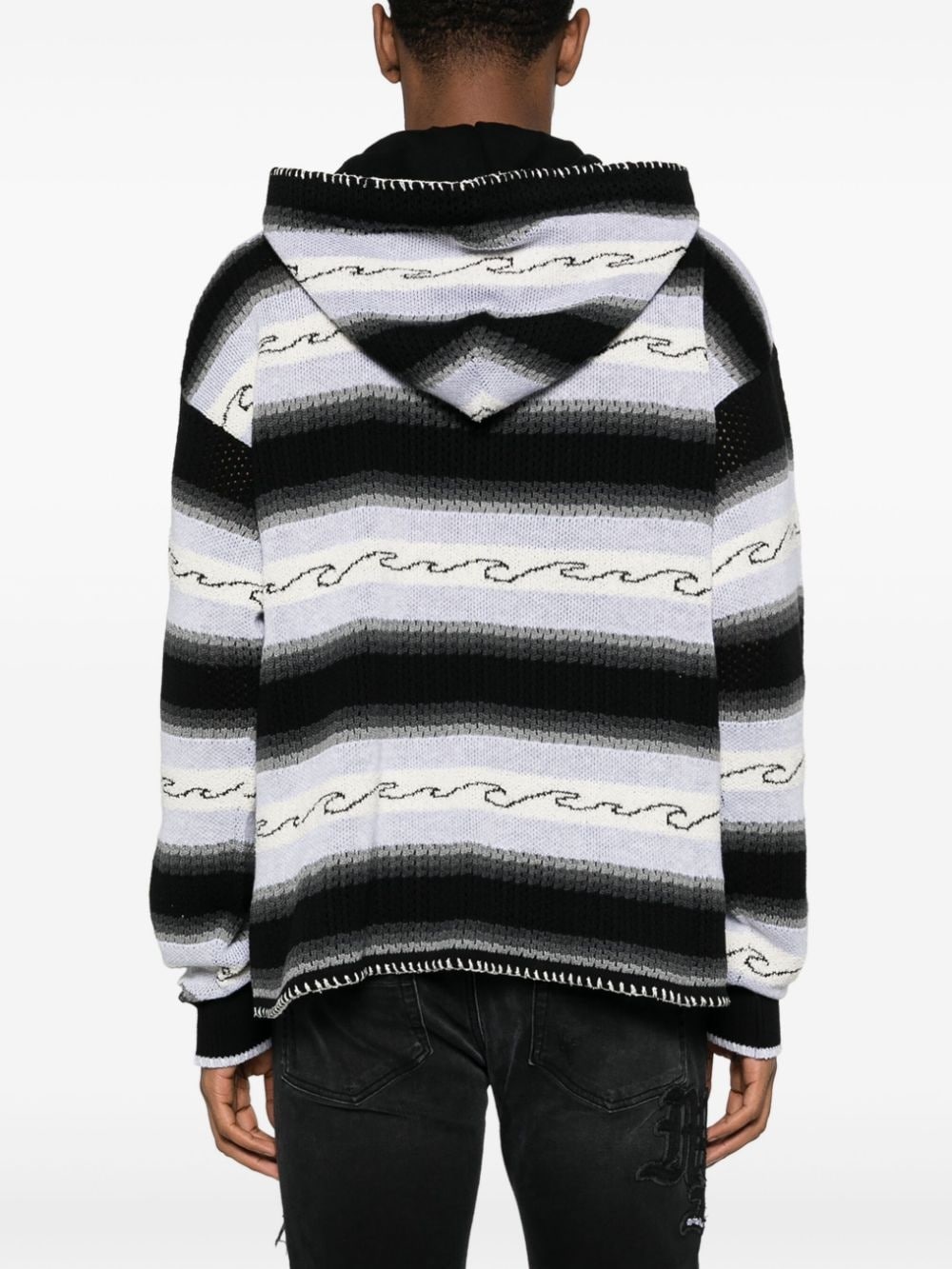striped knitted hoodie - 4