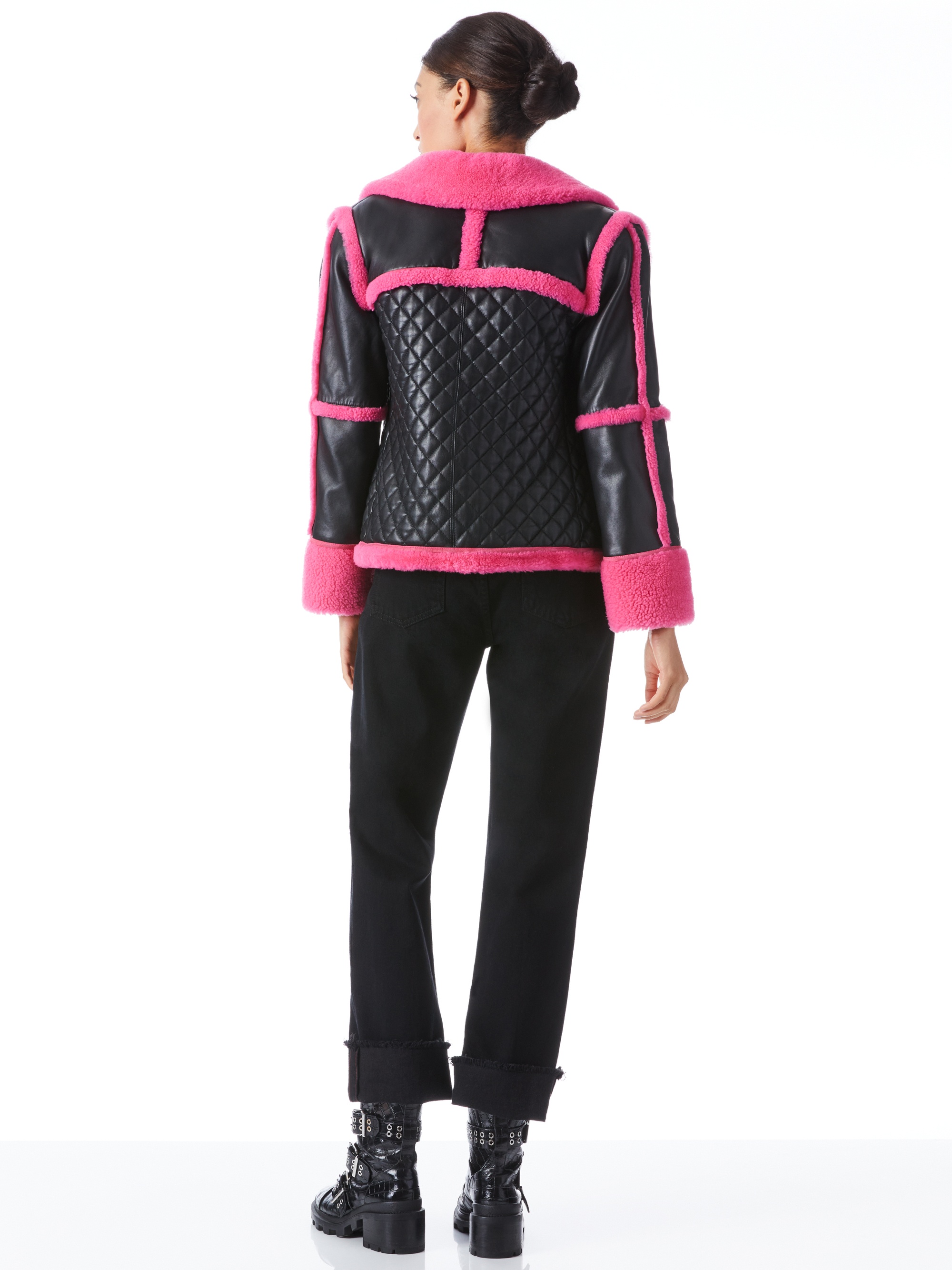 LUISANA COMBINATION LEATHER SHEARLING COAT - 3