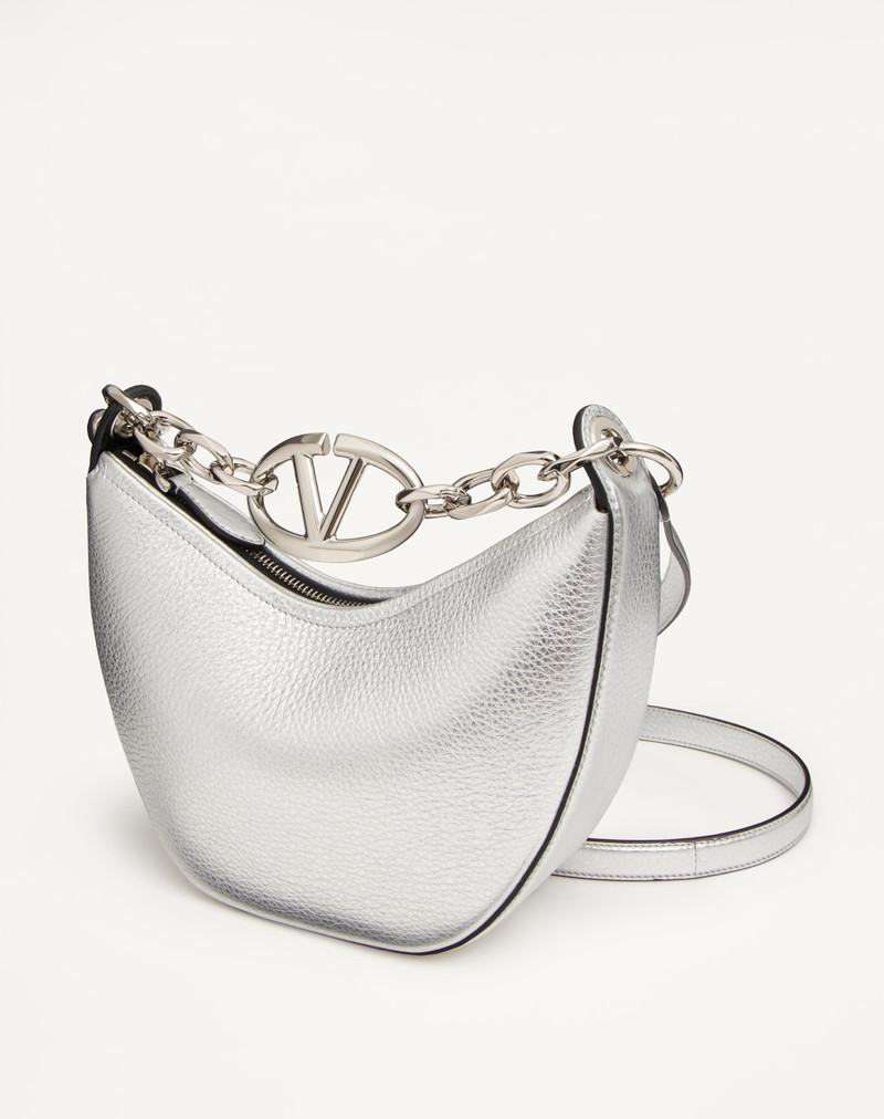 Valentino VLOGO MOON MINI HOBO BAG IN METALLIC GRAINY CALFSKIN WITH CHAIN outlook