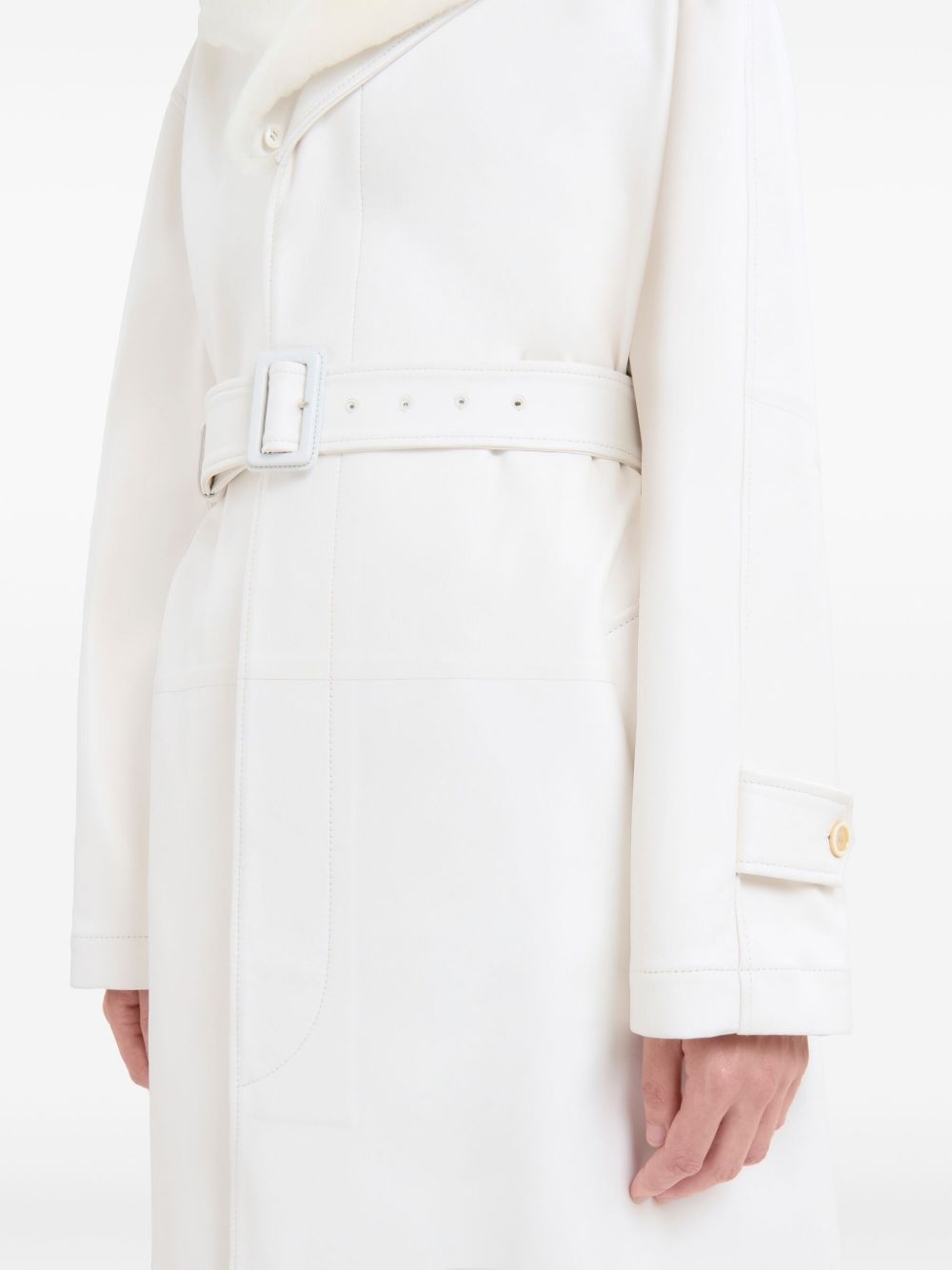 belted leather coat - 6