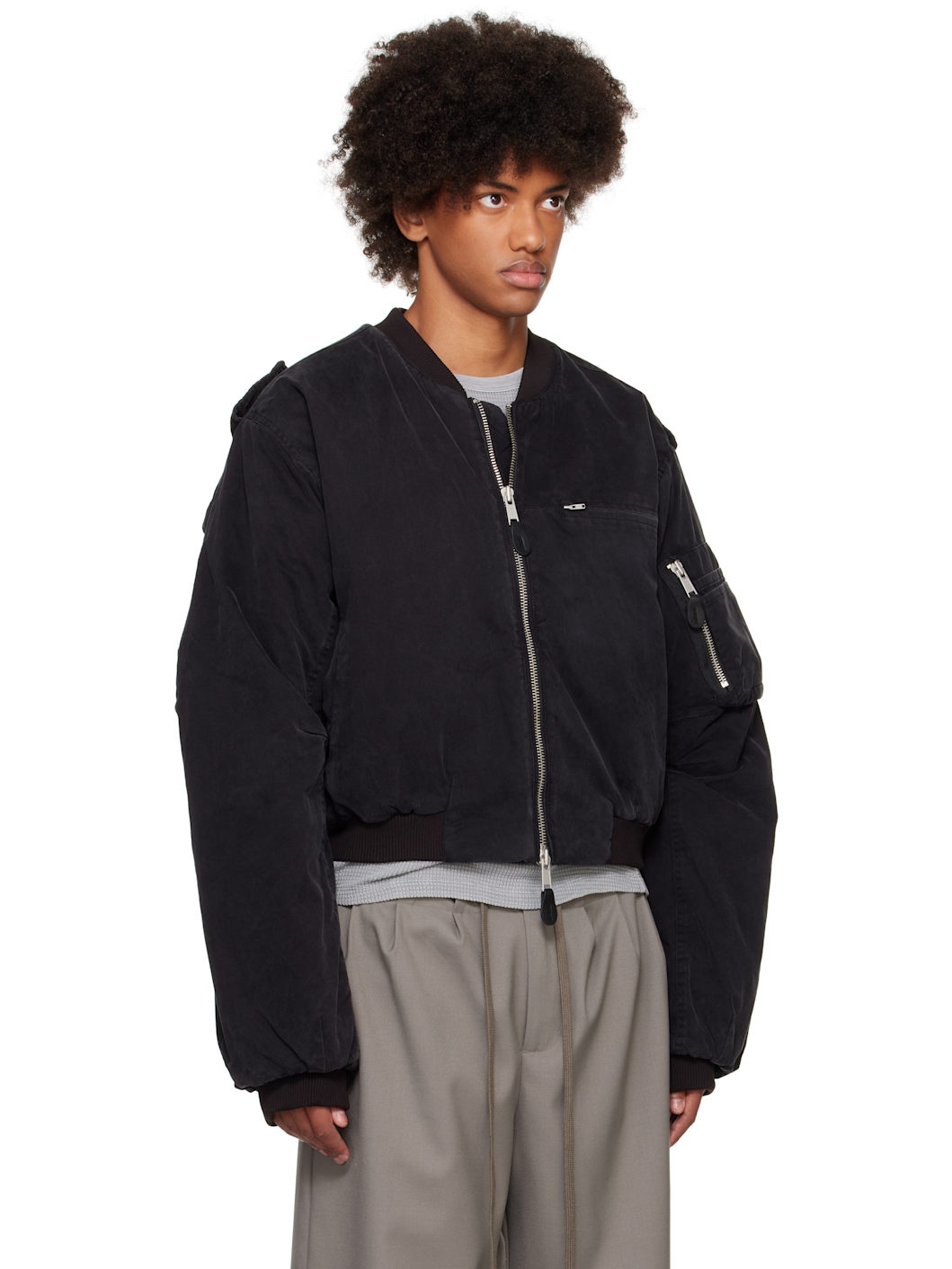 entire studios BOMBER JACKET A-4 xs 正規品 entire studios Black A-4 Bomber Jacket | ssense | REVERSIBLE