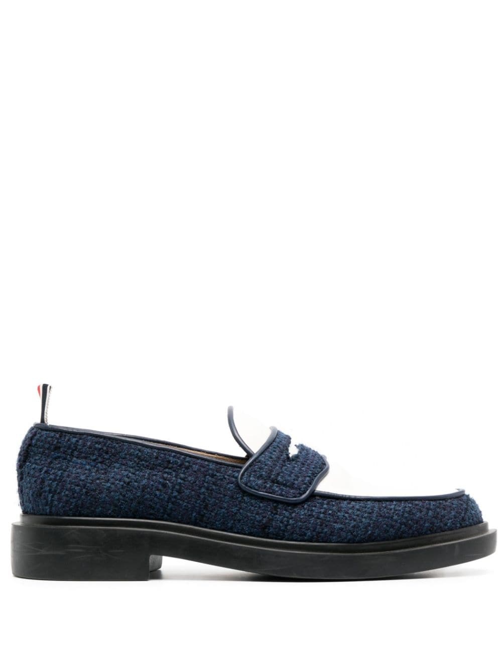 penny-slot tweed loafers - 1