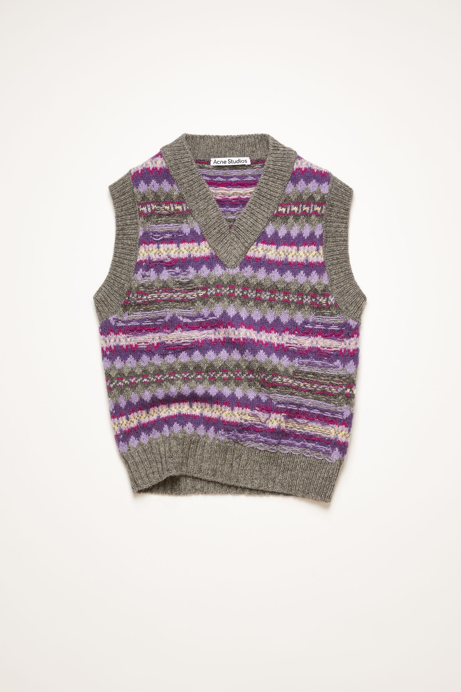 Fair isle gilet purple/grey multi - 1