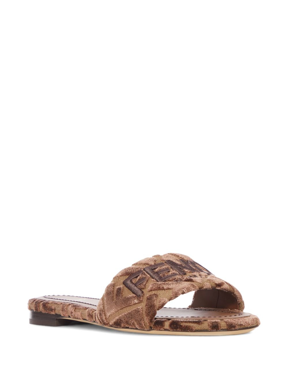 Sunshine logo-embroidered velvet flat sandals - 2