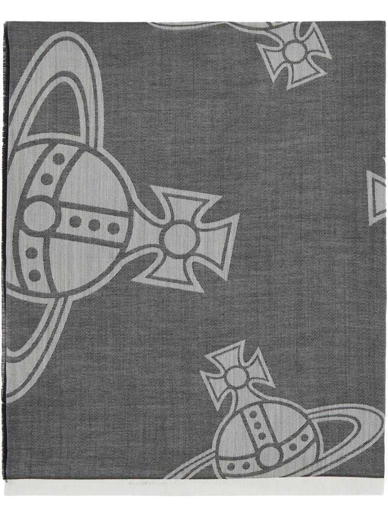 Vivienne Westwood Gray & Black Paris Orb Stole Scarf outlook